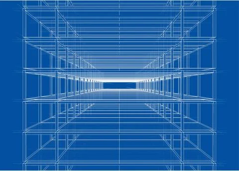 Drawing of a house under construction. Vector Illustrazione stock