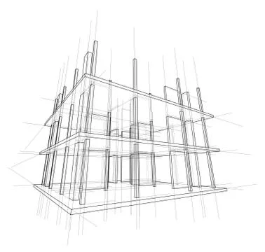 Drawing of a house under construction. Vector Illustrazione stock