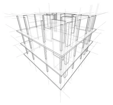 Drawing of a house under construction. Vector Stock Illustration