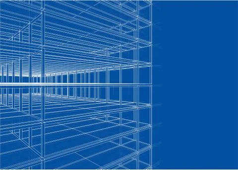 Drawing of a house under construction. Vector Illustrazione stock