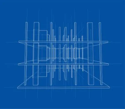 Drawing of a house under construction. Vector Illustrazione stock