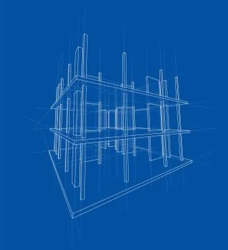 Drawing of a house under construction. Vector Stock Illustration