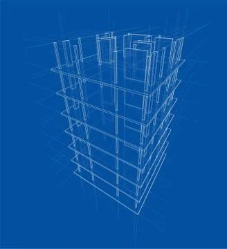 Drawing of a house under construction. Vector Stock Illustration