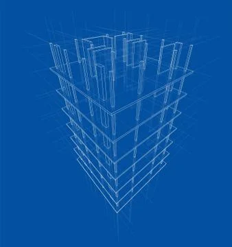 Drawing of a house under construction. Vector Stock Illustration