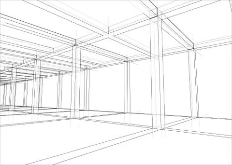 Drawing of a house under construction. Vector Illustrazione stock