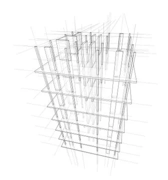 Drawing of a house under construction. Vector Illustrazione stock