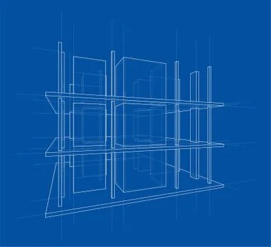 Drawing of a house under construction. Vector Stock Illustration