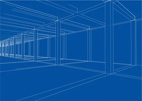 Drawing of a house under construction. Vector Illustrazione stock