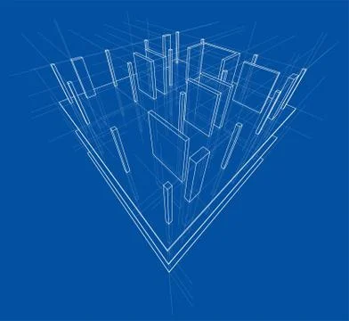 Drawing of a house under construction. Vector Stock Illustration