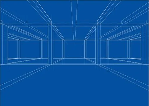 Drawing of a house under construction. Vector Stock Illustration