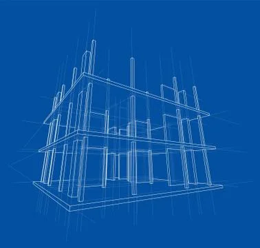 Drawing of a house under construction. Vector Illustrazione stock