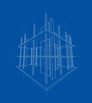 Drawing of a house under construction. Vector Illustrazione stock