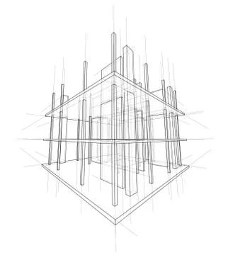 Drawing of a house under construction. Vector イラスト素材
