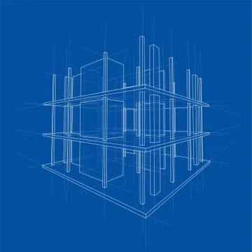 Drawing of a house under construction. Vector Illustrazione stock