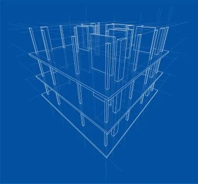Drawing of a house under construction. Vector Stock Illustration