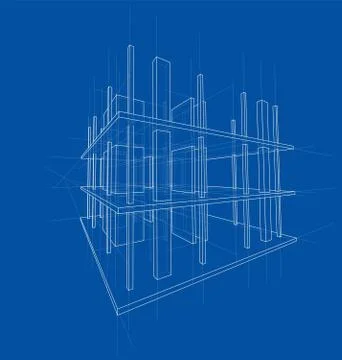 Drawing of a house under construction. Vector Stock Illustration