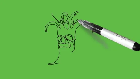 Drawing huge old tree in brown colour on abstract green background Vidéo 157615404