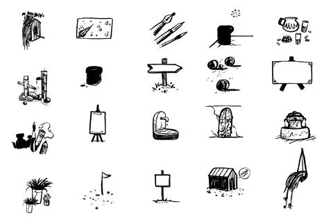 Drawing icon set Illustrazione stock
