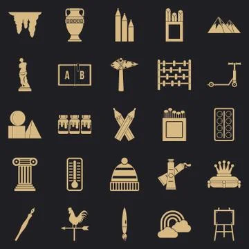 Drawing icons set, simple style Stock Illustration