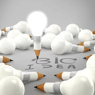 Drawing idea light bulb concept creative Stock Illustration