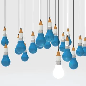 Drawing idea pencil and light bulb concept creative and leadership concept Ilustración de archivo