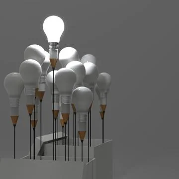 Drawing idea pencil and light bulb concept outside the box as creative イラスト素材