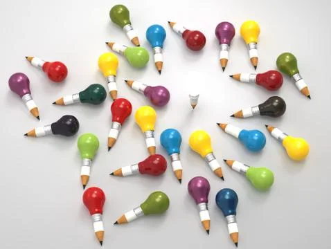 Drawing idea pencil and light bulb concept creative Stock-Illustration