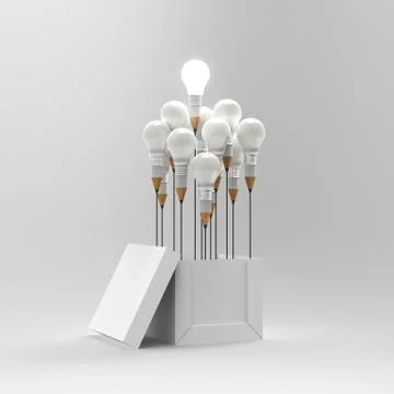 Drawing idea pencil and light bulb concept creative and leadership concept Ilustración de archivo