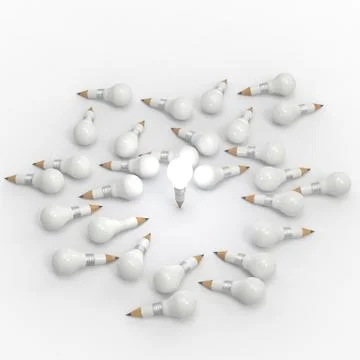 Drawing idea pencil and light bulb concept creative and leadership concept wi 스톡 일러스트