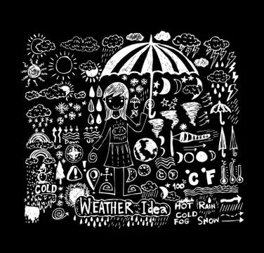 Drawing idea of weather symbols widget and icons Stock-Illustration