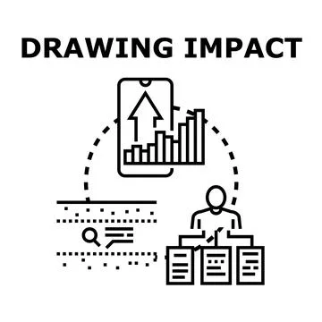 Drawing impact from digital data analysis strategy Stock Illustration