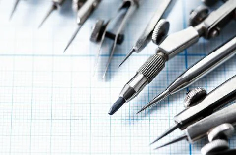 Drawing Instruments Set Stock Photos