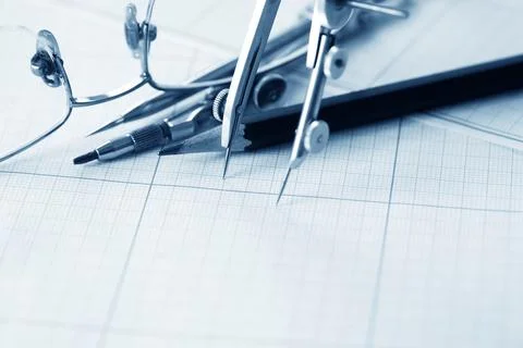 Drawing Instruments Set Stock Photos