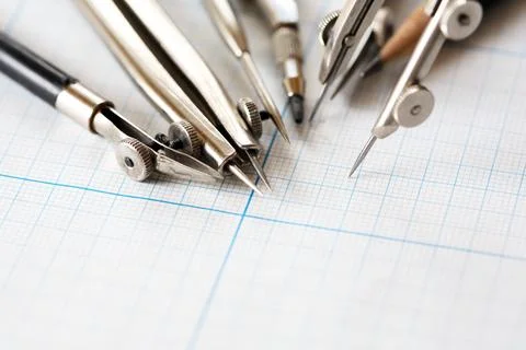 Drawing Instruments Set Stock Photos