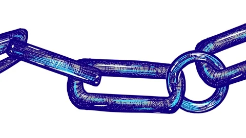Drawing iron binding chains with a blue pen on a white background. Effect of Stock Footage 334669677
