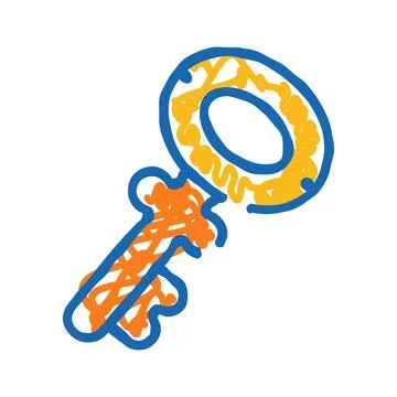 Drawing a key unlocking security and solution concepts Stock Illustration