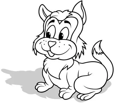 Drawing of a Kitten Sitting on the Ground Stock Illustration