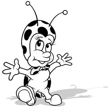 Drawing of a Ladybug with Open Arms Stock Illustration