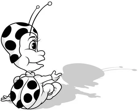 Drawing of a Ladybug Sitting on the Ground from Rear View Illustrazione stock