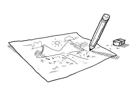 Drawing Landscape Doodle Stock Illustration