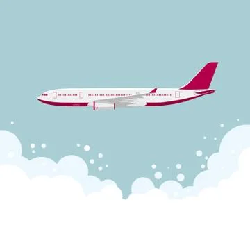 Drawing of a large passenger plane,In mid-air. Stock Illustration