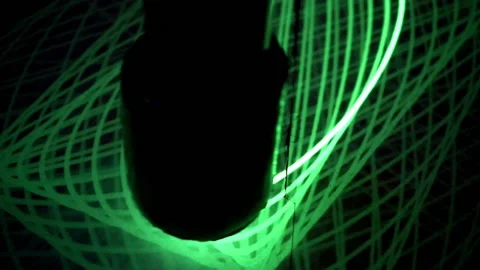 Drawing Laser pendulum, light show on phosphorus surface, physics science Stock Footage 194799432