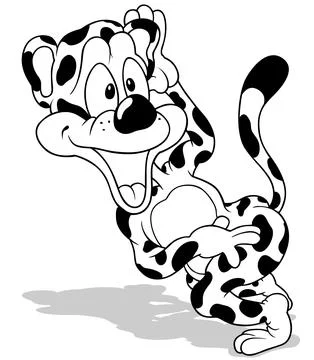A Drawing of a Laughing Leopard Dancing Stock Illustration