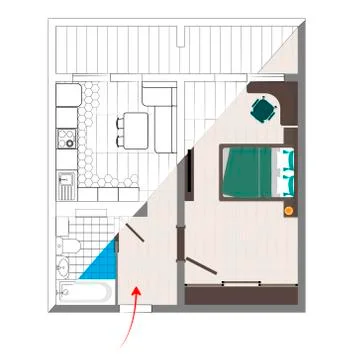 Drawing layout apartment plan with the arrangement of furniture. Stock Illustration