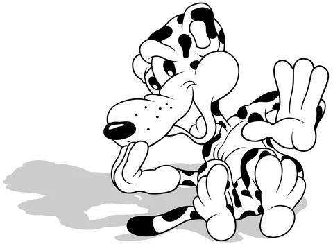 Drawing of a Leopard with a Big Smile Sits on the Ground イラスト素材