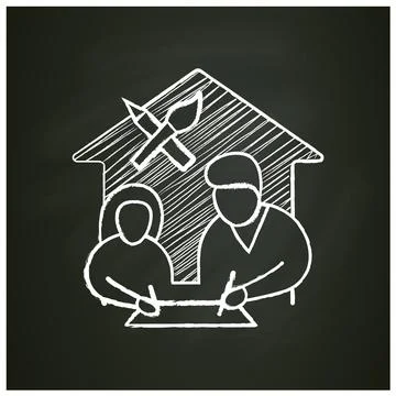 Drawing lesson chalk icon Stock Illustration