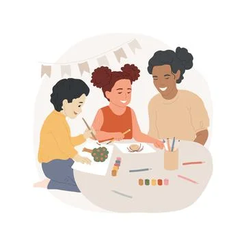 Drawing lessons isolated cartoon vector illustration. Stock Illustration