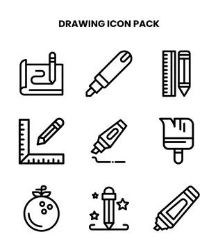 Drawing Line Bundle Icons Pack Stock Illustration