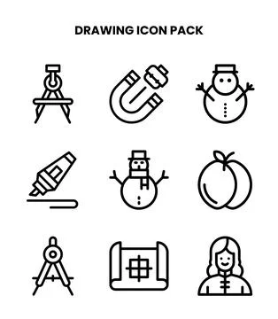 Drawing Line Bundle Icons Pack Stock Illustration