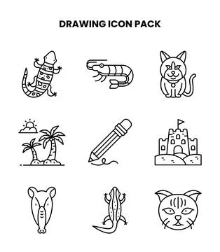 Drawing Line Collection Icons Pack Stock-Illustration